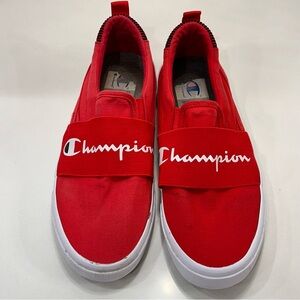 Spell-out Champion Canvas Rally Slip On Sneakers Red Men's Size 12